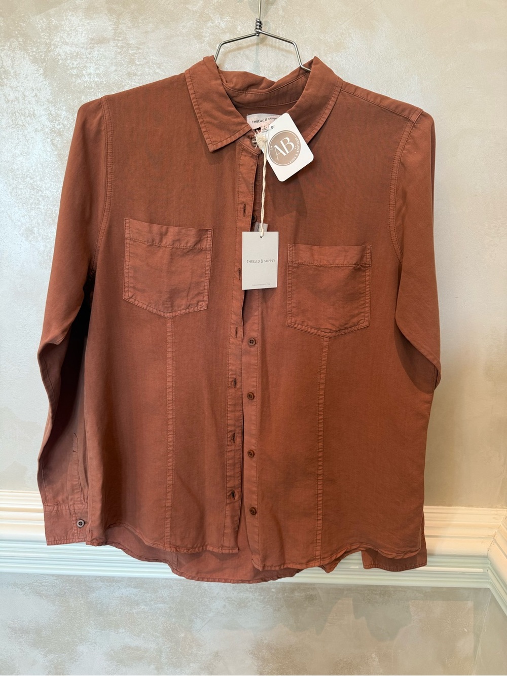 Thread & Supply Button-Down Shirt in Rust Brown
